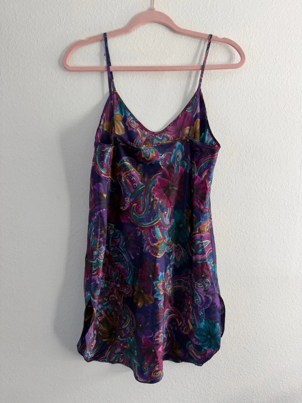 Vintage California Miss Purple Paisley Slip Chemise Lingerie Estimated Medium - Picture 3 of 4